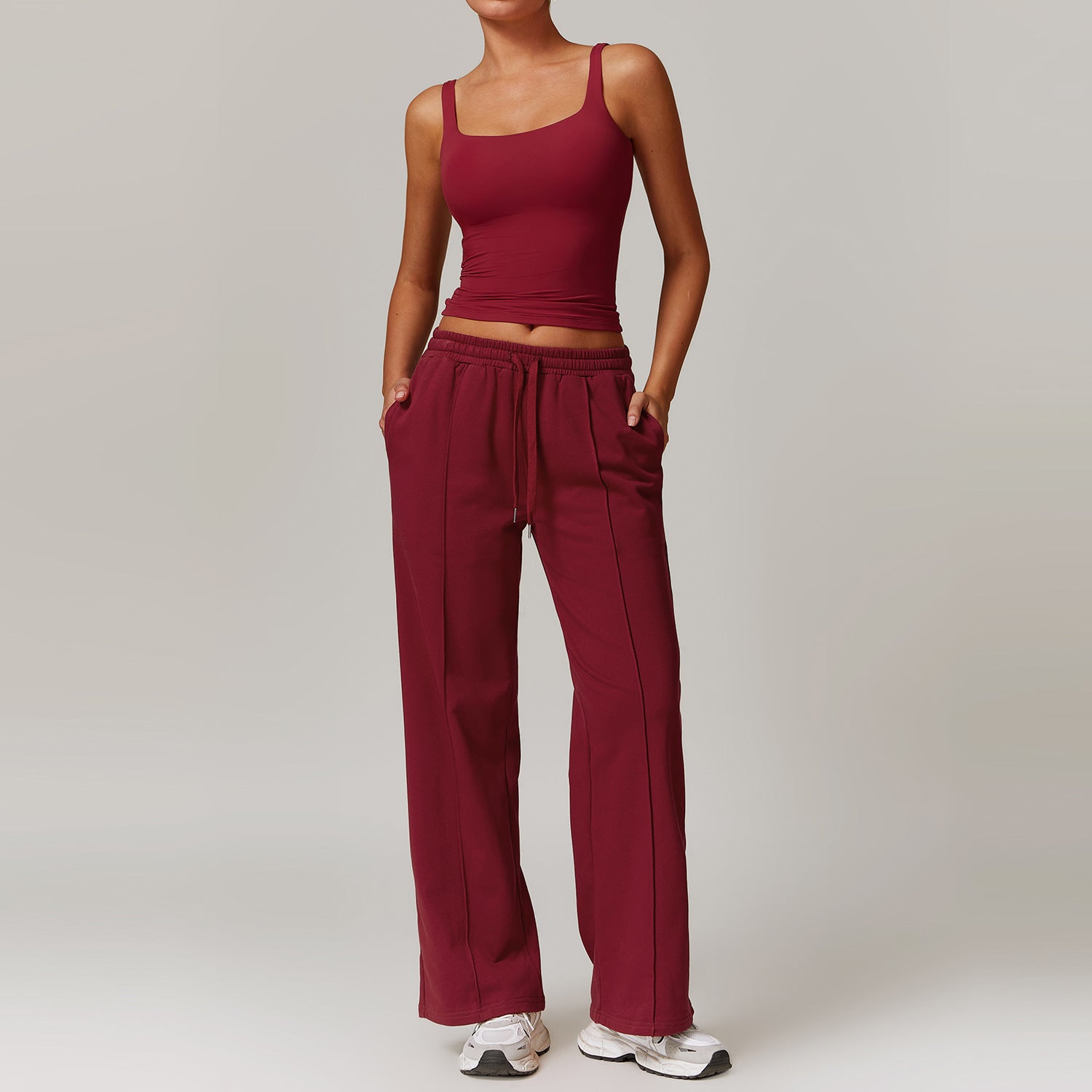 High Waist Wide Leg Workout Lounge Set - Solbana