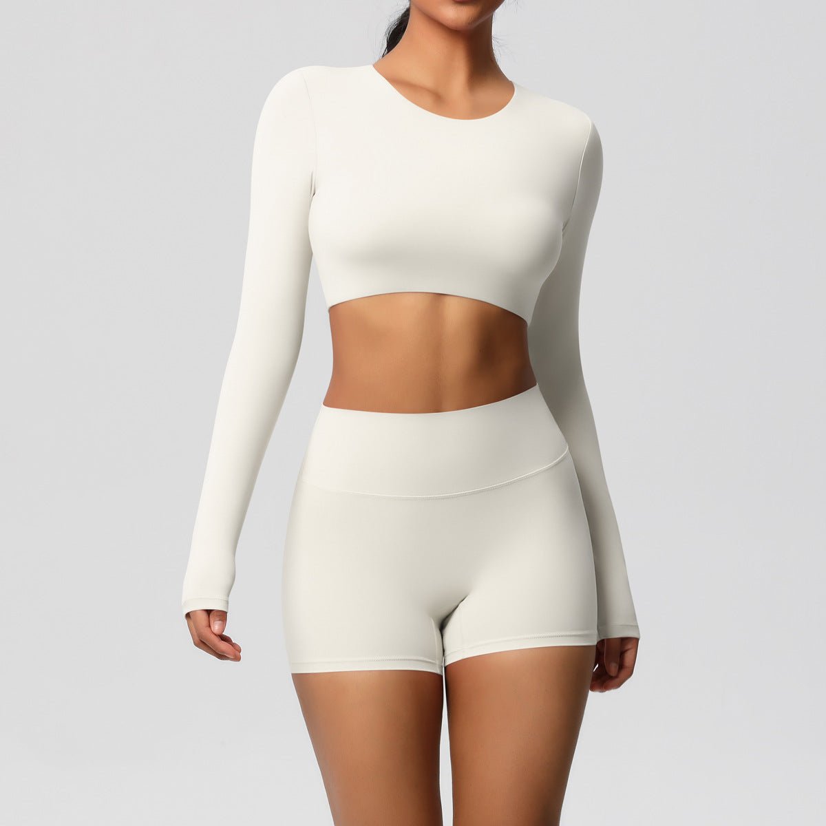 Brushed Long Sleeve Yoga Set with Shorts - Solbana