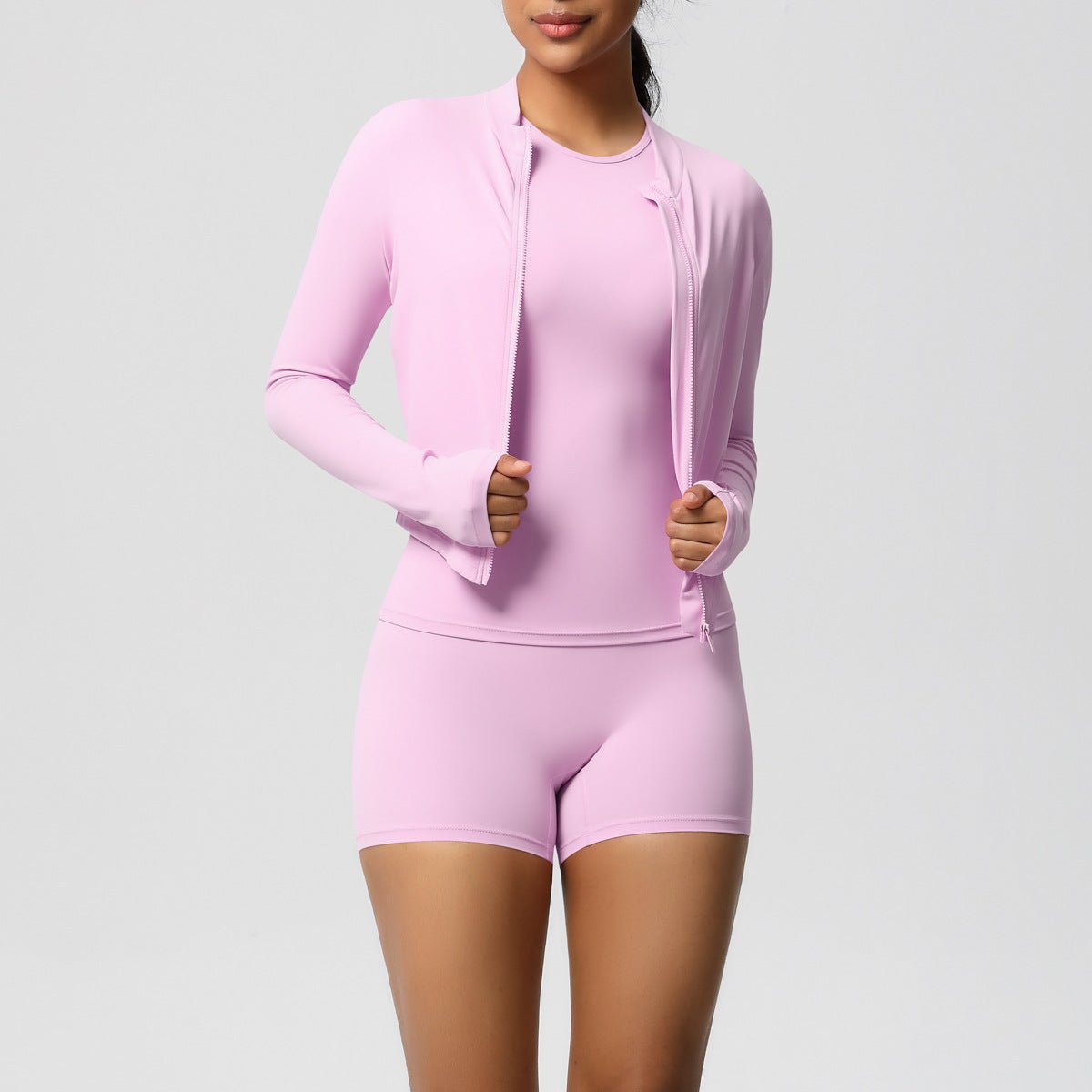 Nude Feel 3 Piece Yoga Set with Zipper Jacket - Solbana