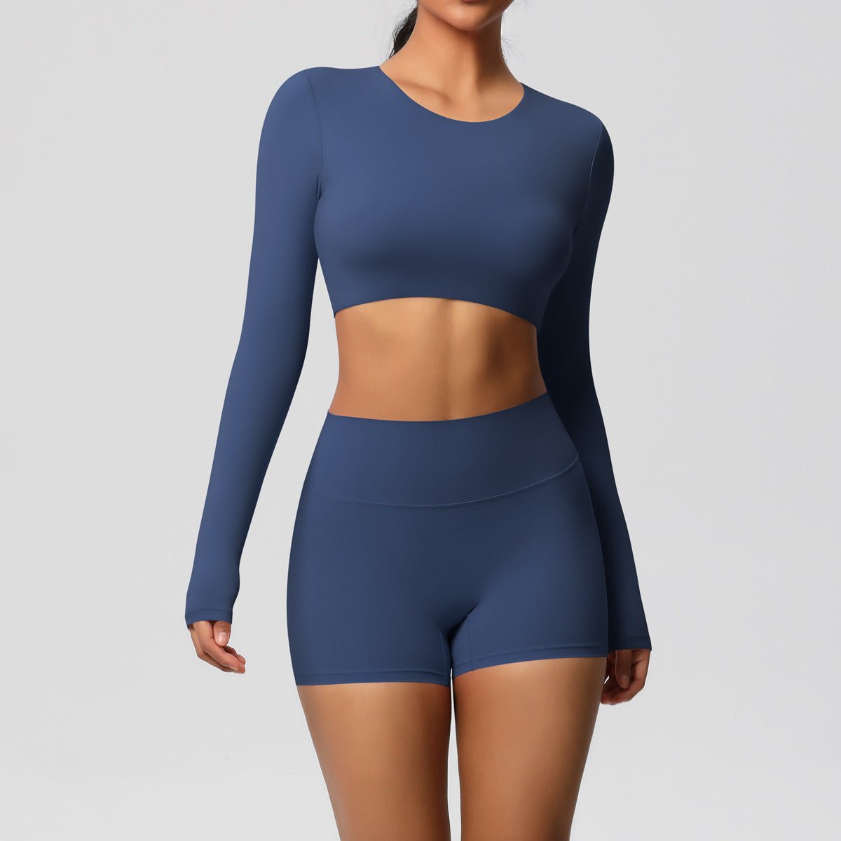 Brushed Long Sleeve Yoga Set with Shorts - Solbana
