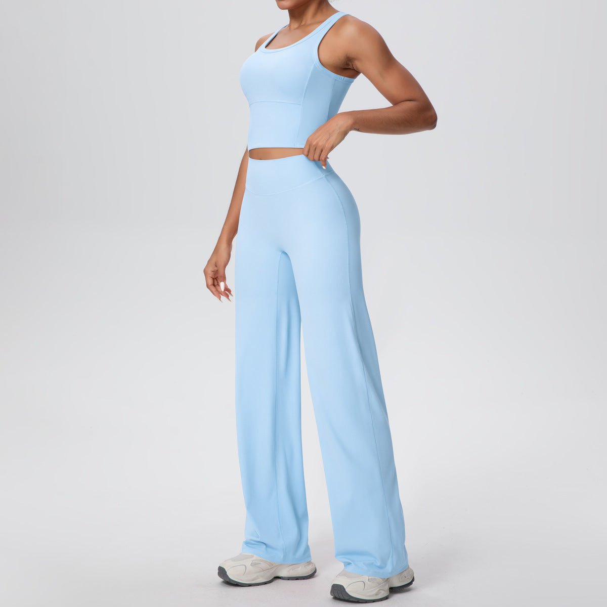 Micro Brushed Yoga Vest and Straight Leg Pants Set - Solbana