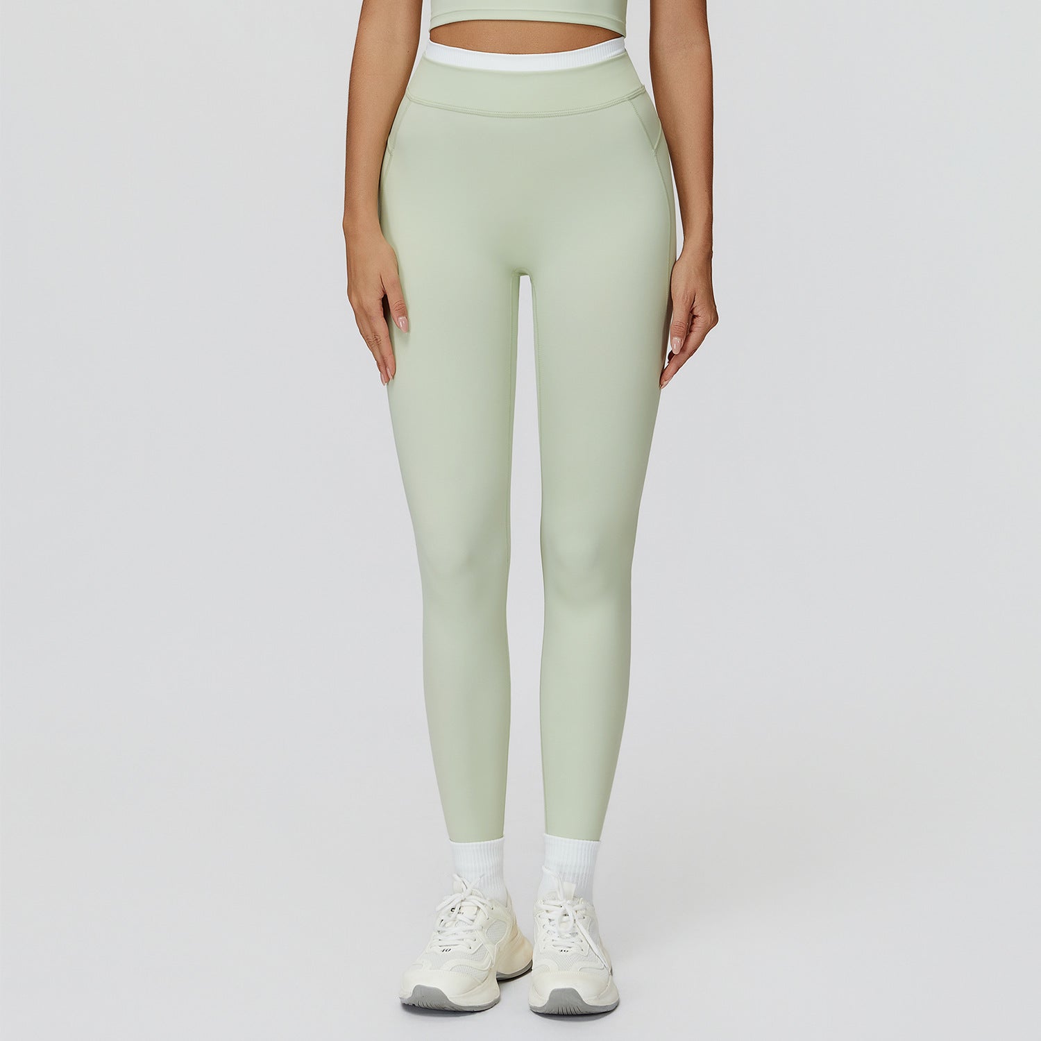 High Waist Nude Feel Contrast Yoga Pants - Solbana