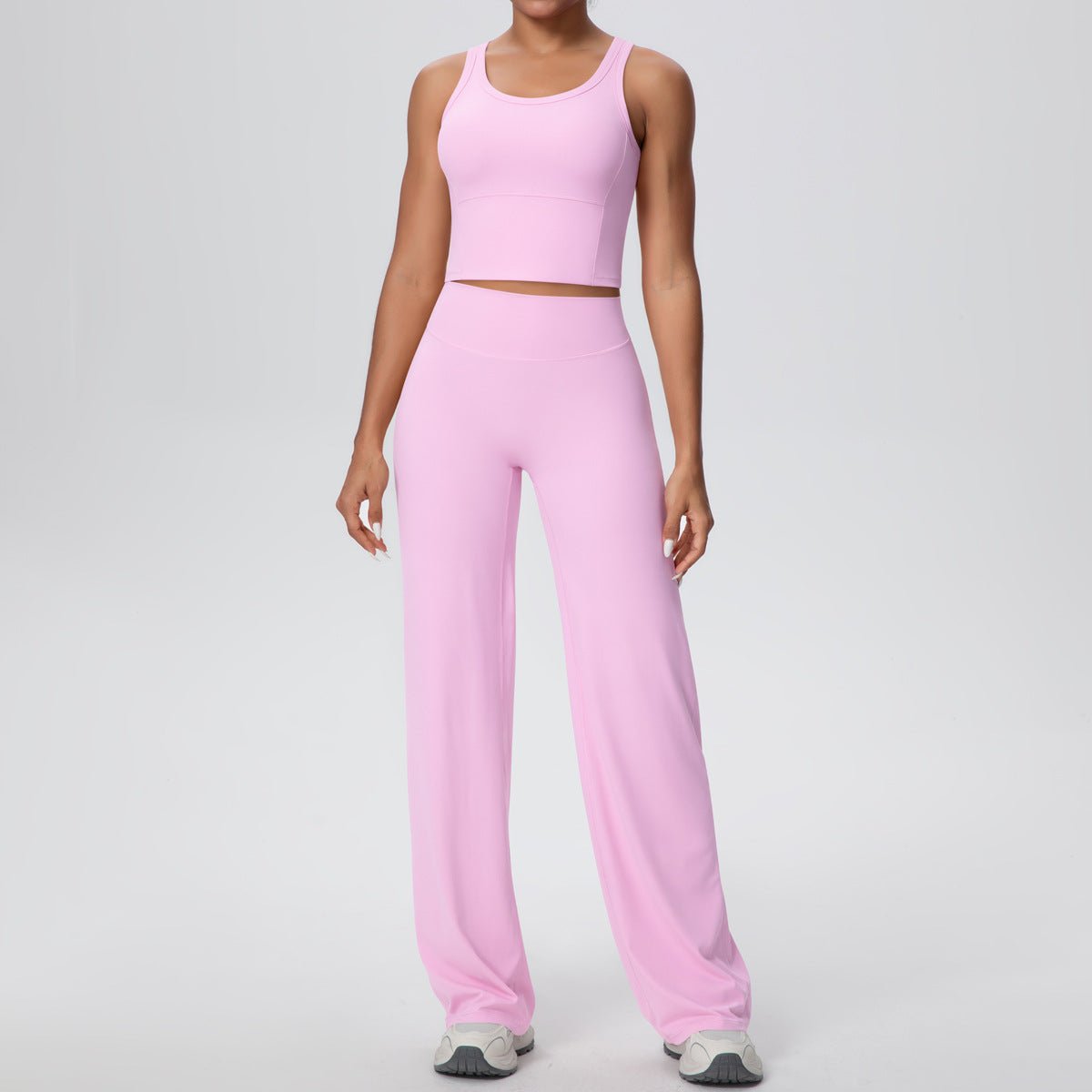 Micro Brushed Yoga Vest and Straight Leg Pants Set - Solbana