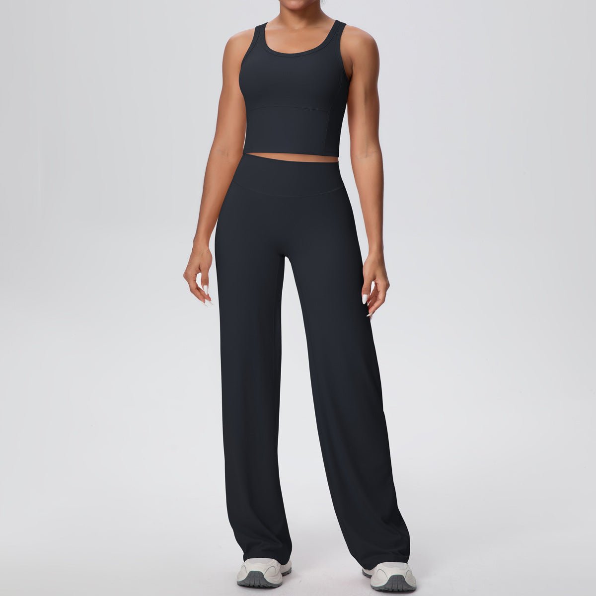Micro Brushed Yoga Vest and Straight Leg Pants Set - Solbana