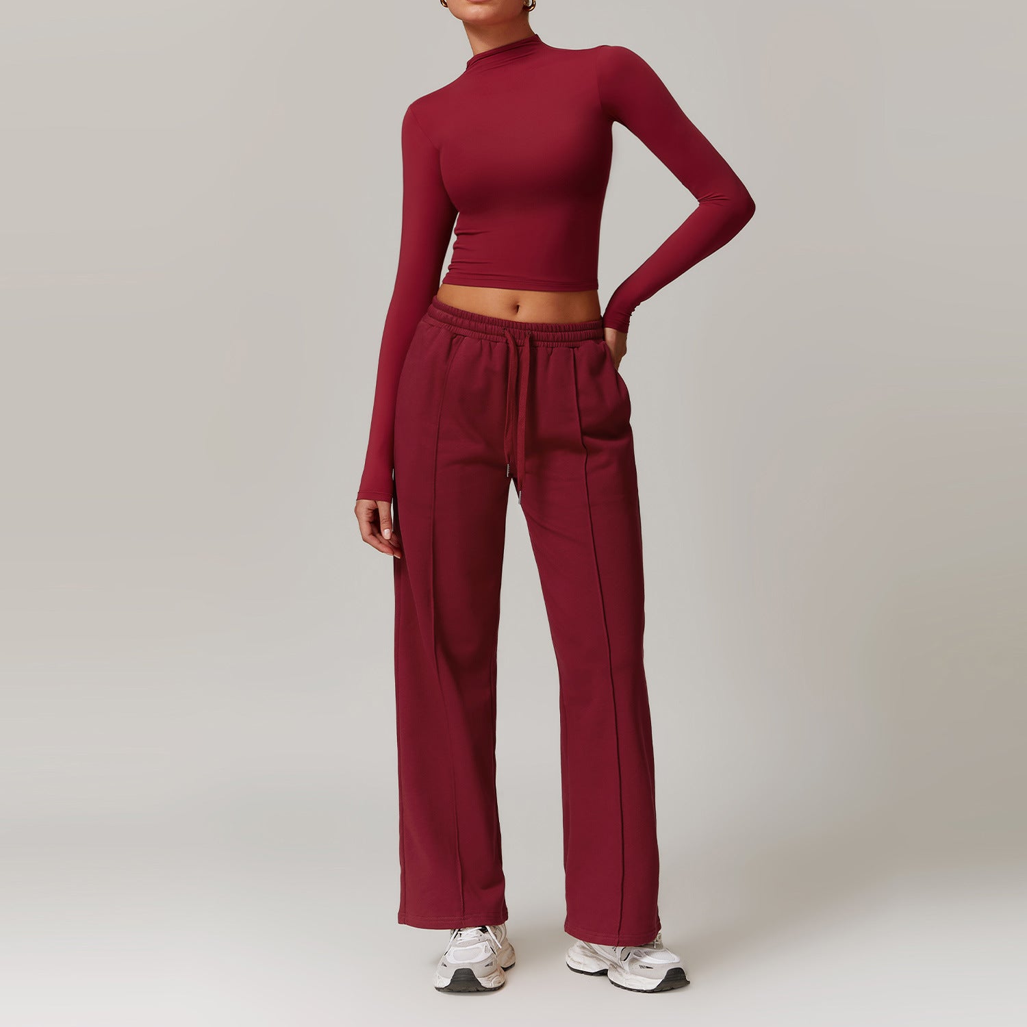 High Waist Wide Leg Workout Lounge Set - Solbana