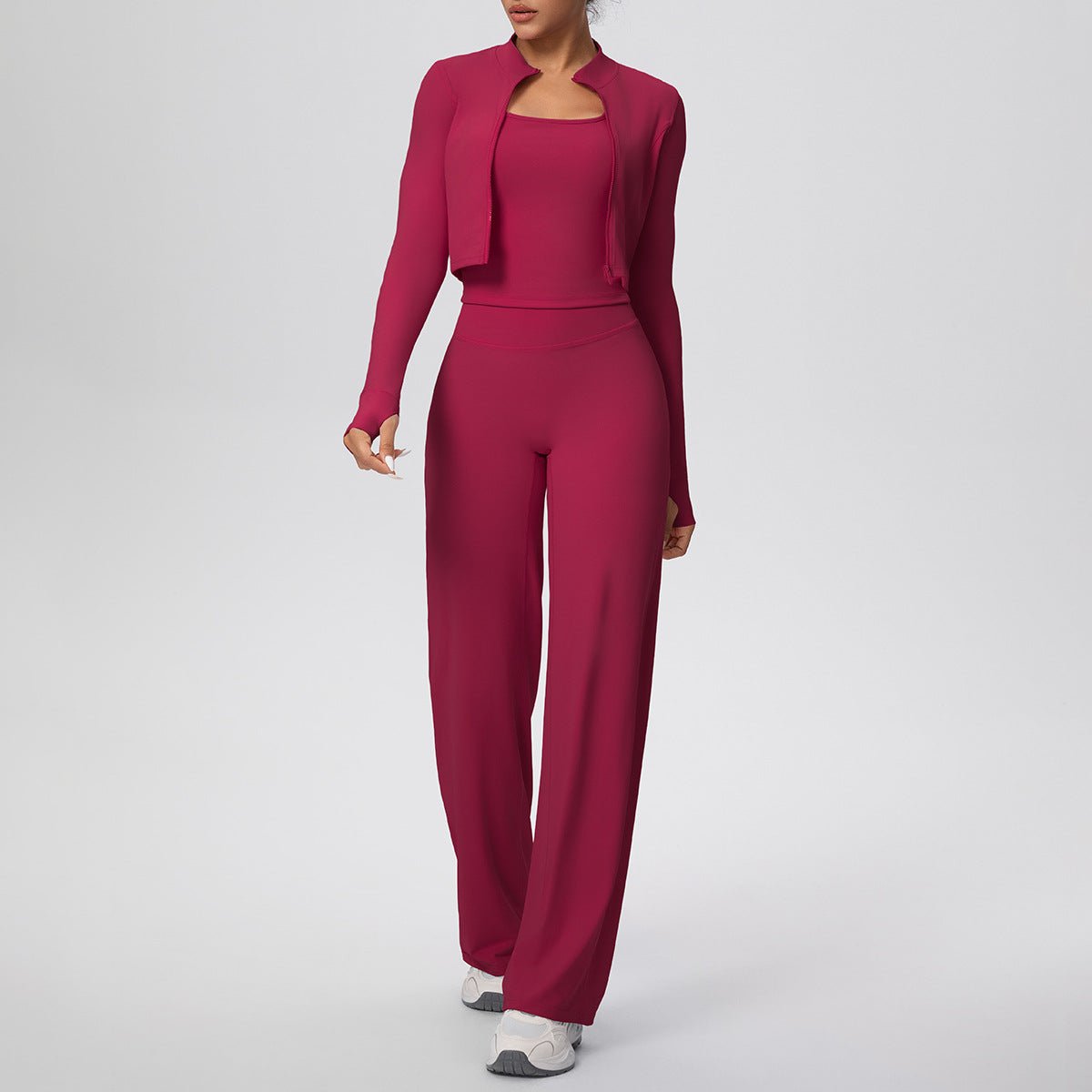 Solid Color 3 Piece Yoga Workout Set - Solbana