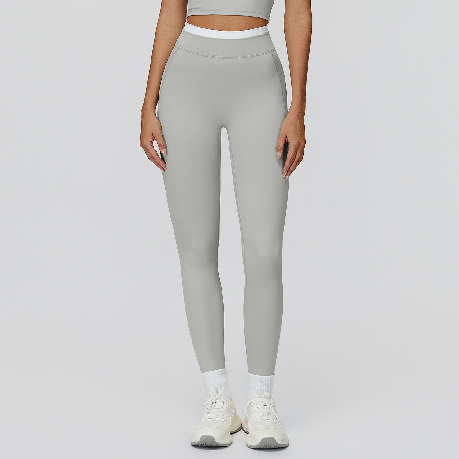 High Waist Nude Feel Contrast Yoga Pants - Solbana