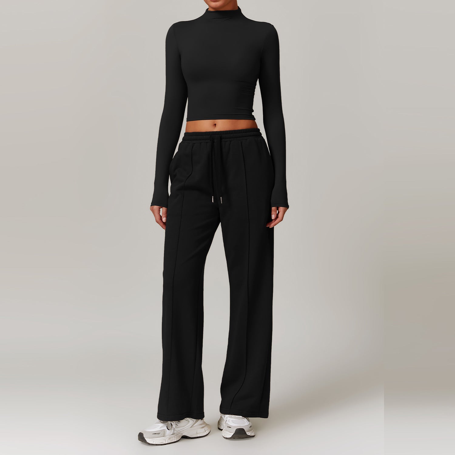 High Waist Wide Leg Workout Lounge Set - Solbana