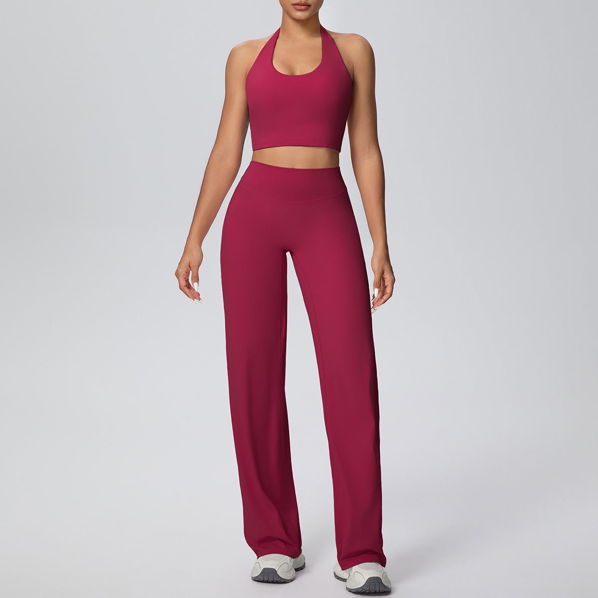 Halter Yoga Set with Straight Fit Trousers - Solbana