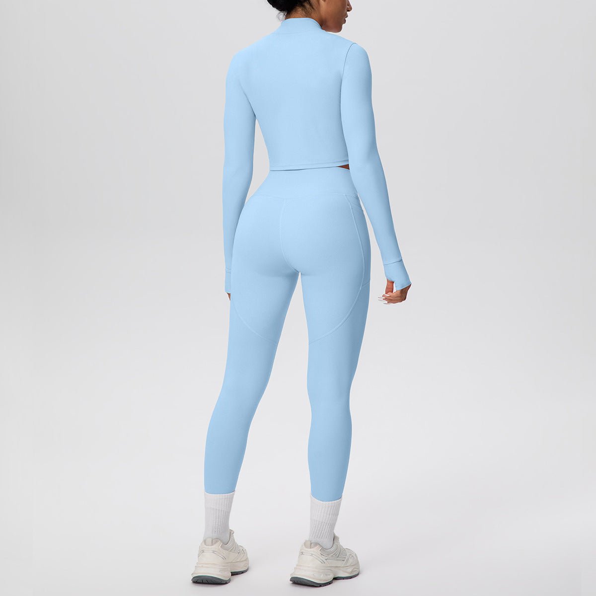 High Waist Nude Feel Yoga Set with Zip Jacket - Solbana