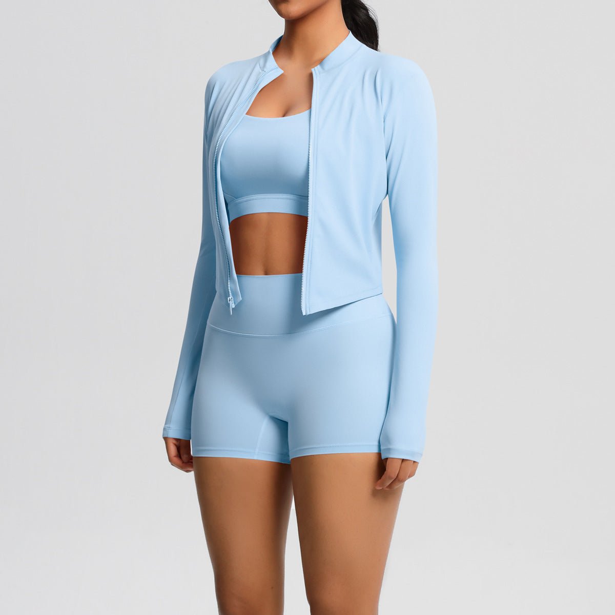 Solid Color Three Piece Yoga Set - Solbana