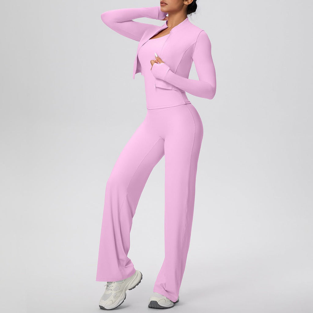 Women's Zip Yoga 3 Piece Workout Set - Solbana