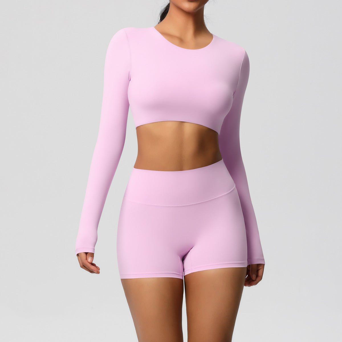 Brushed Long Sleeve Yoga Set with Shorts - Solbana