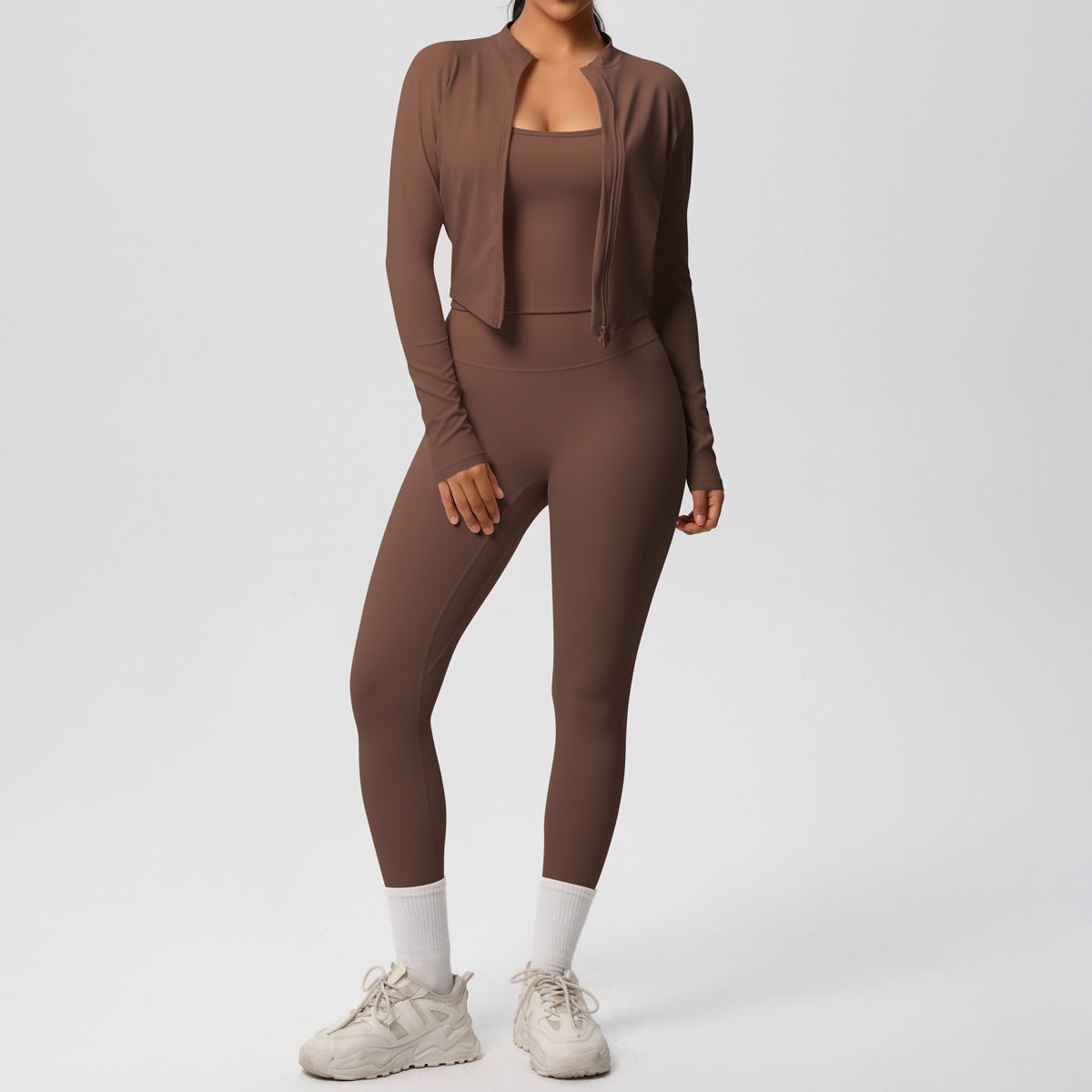 High Waist Nude Feel 3 Piece Yoga Set - Solbana