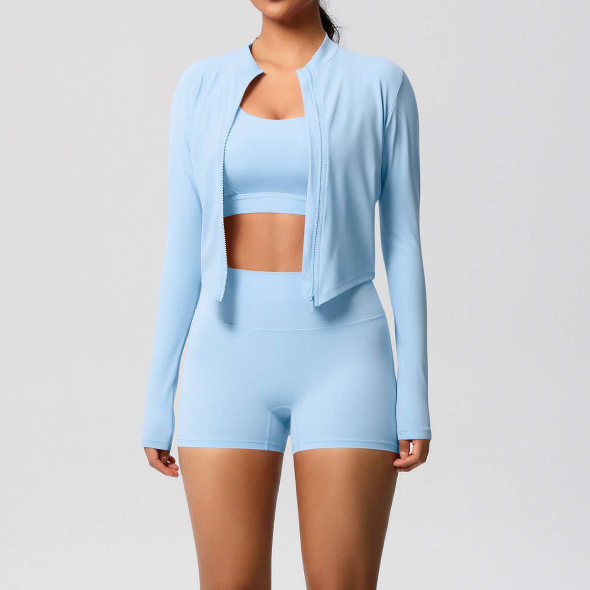 Solid Color Three Piece Yoga Set - Solbana