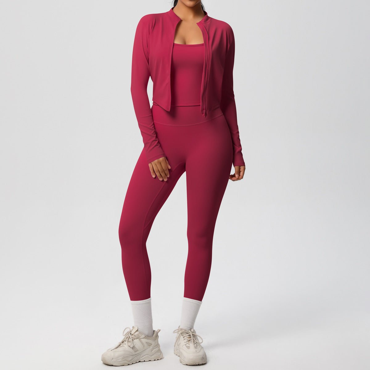High Waist Nude Feel 3 Piece Yoga Set - Solbana