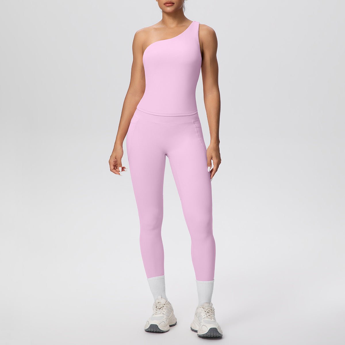 Oblique Strap High Waist Yoga Set - Solbana