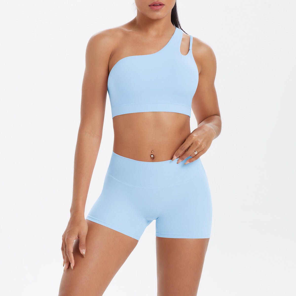 One Shoulder Nude Feel Yoga Set - Solbana