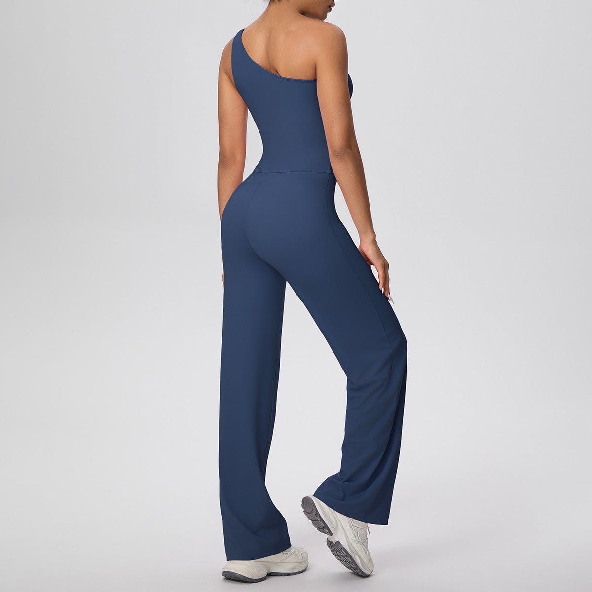 Oblique Shoulder Yoga Set with Straight Pants - Solbana