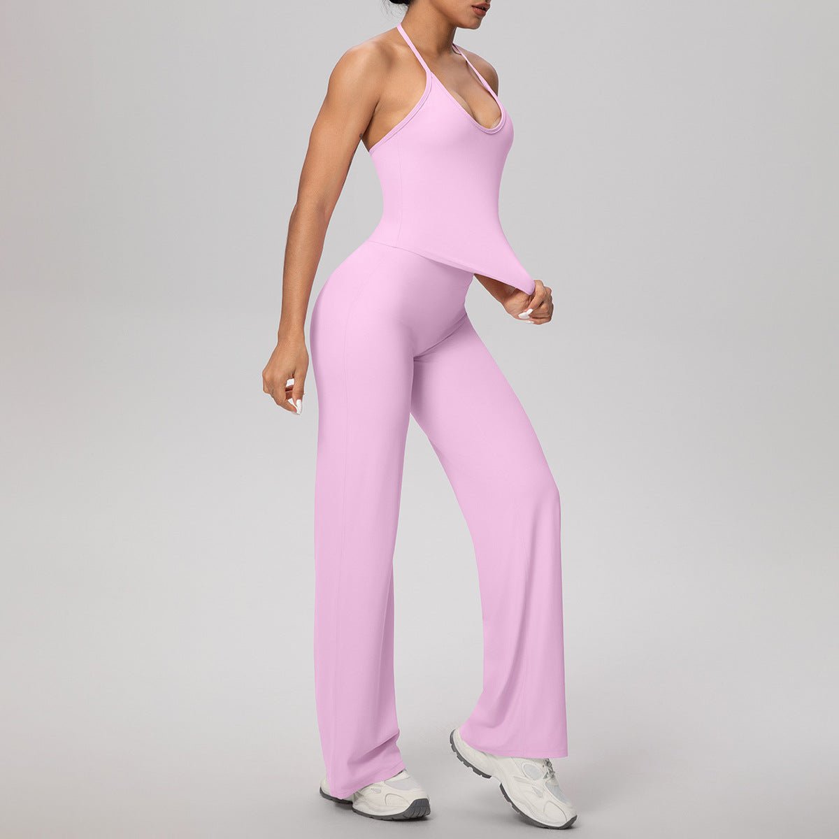 Lace Strap Yoga Set with Straight Fit Pants - Solbana