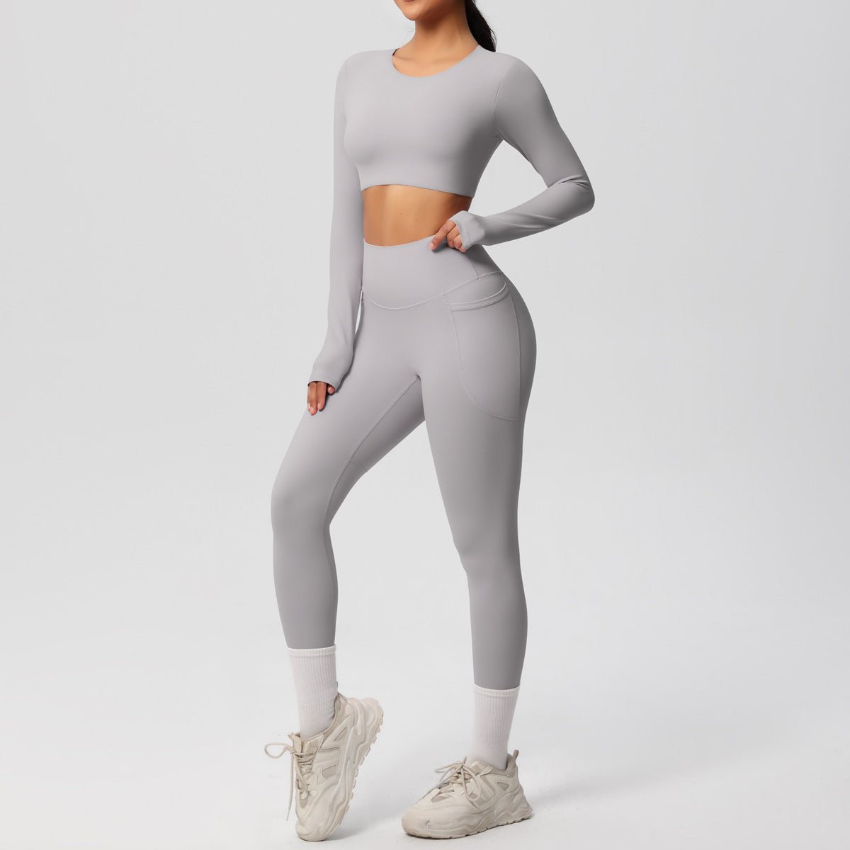 High Elastic Brushed Yoga Two Piece Set - Solbana