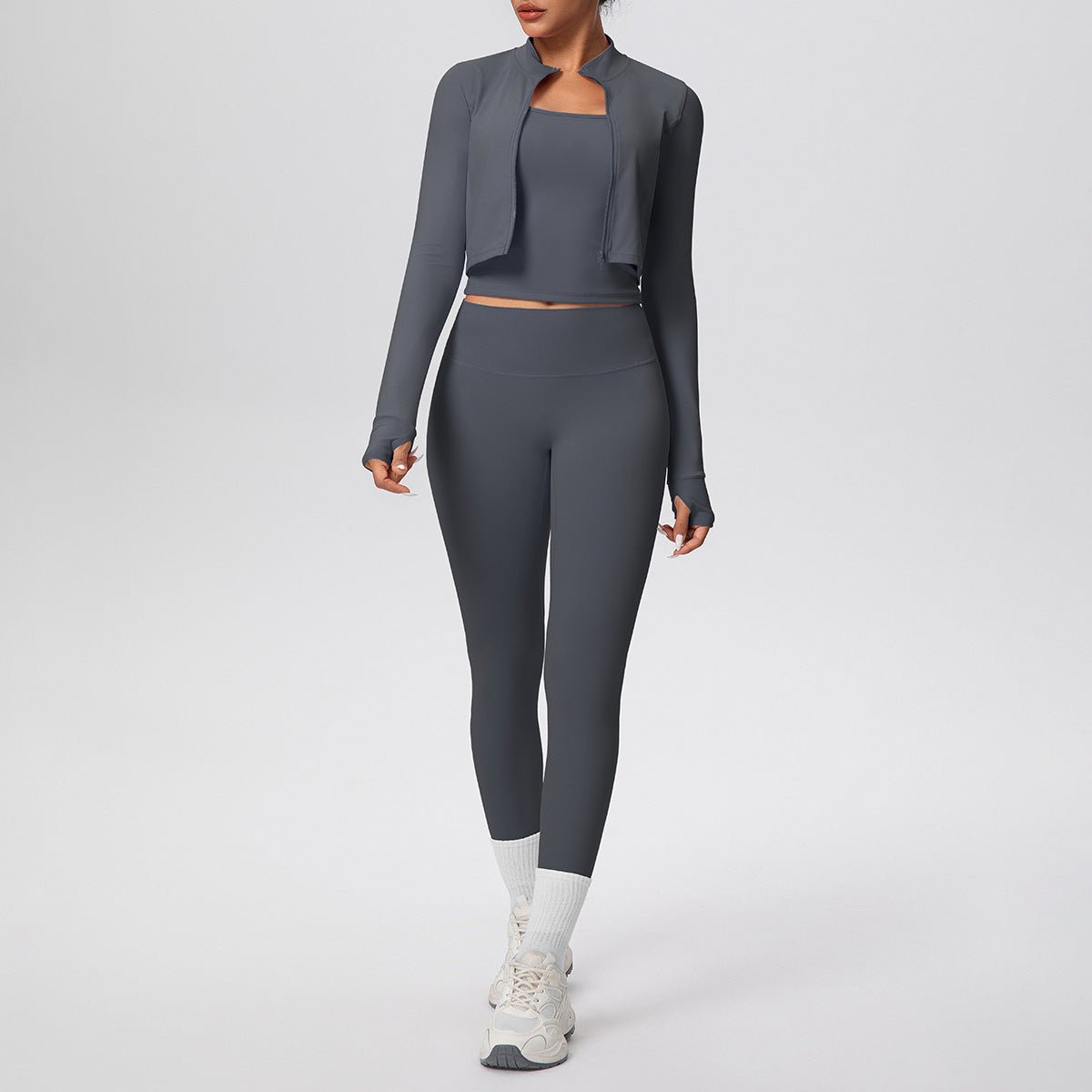 Solid Color 3 Piece Yoga Workout Set - Solbana