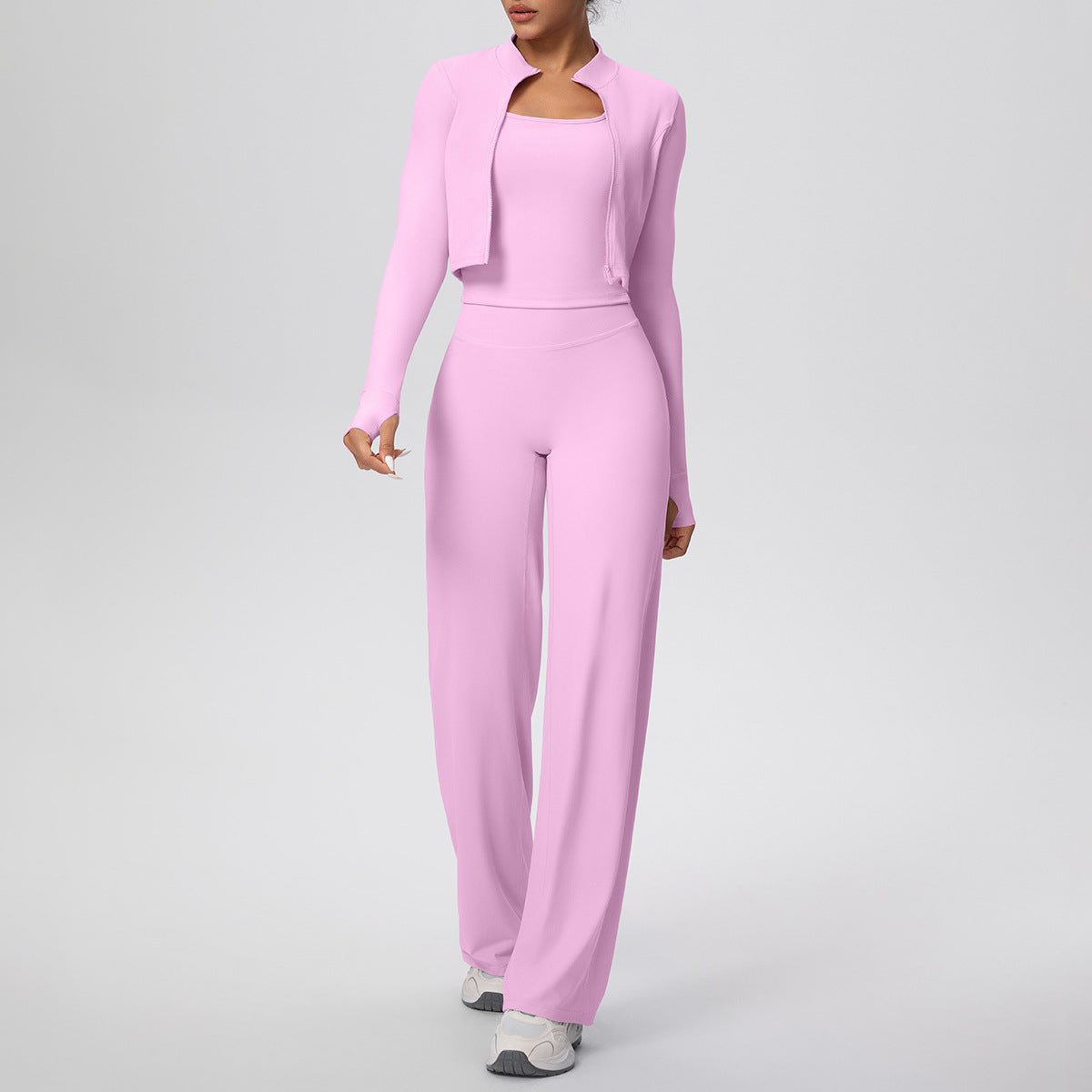 Solid Color 3 Piece Yoga Workout Set - Solbana