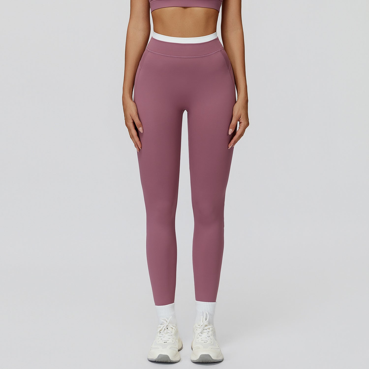 High Waist Nude Feel Contrast Yoga Pants - Solbana