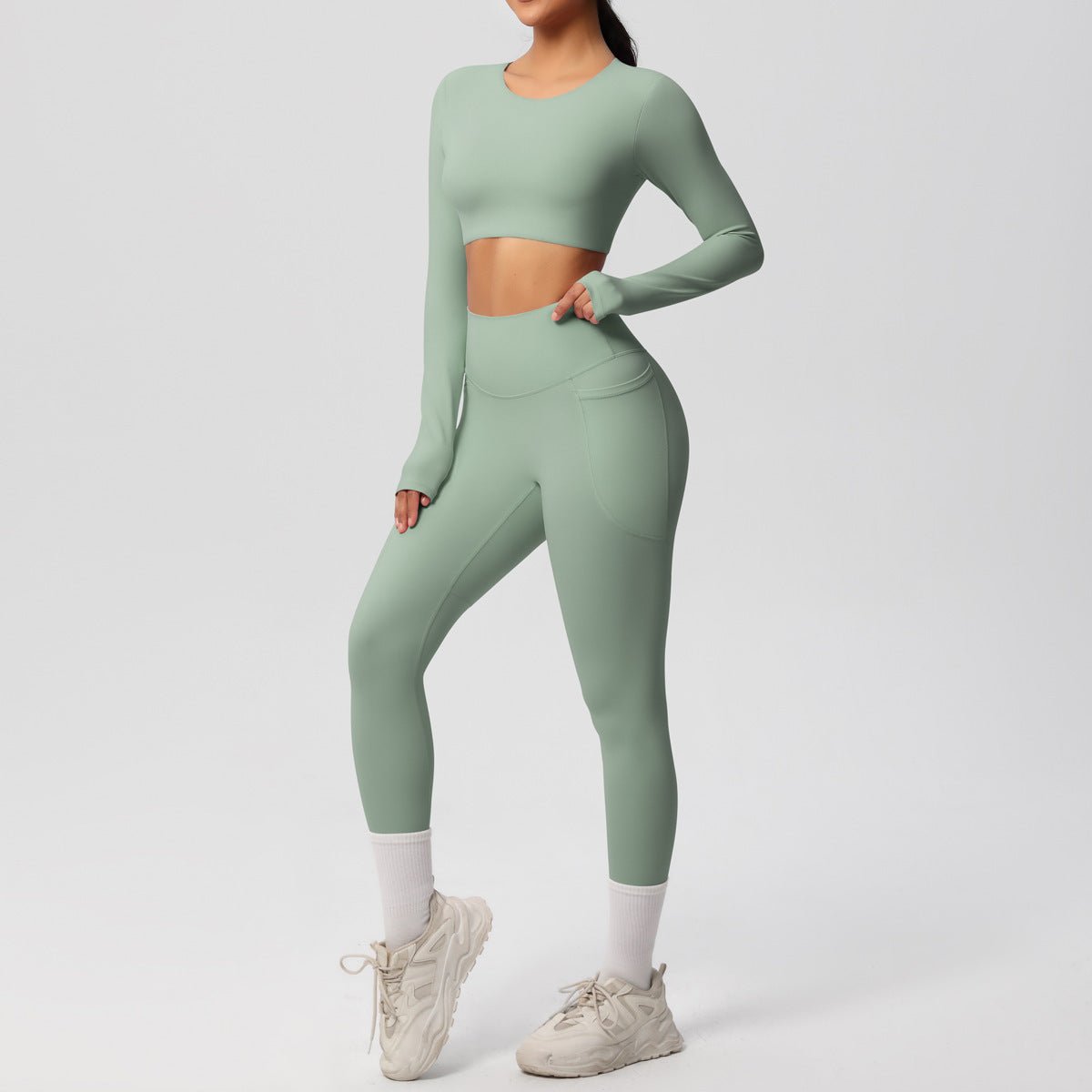 High Elastic Brushed Yoga Two Piece Set - Solbana