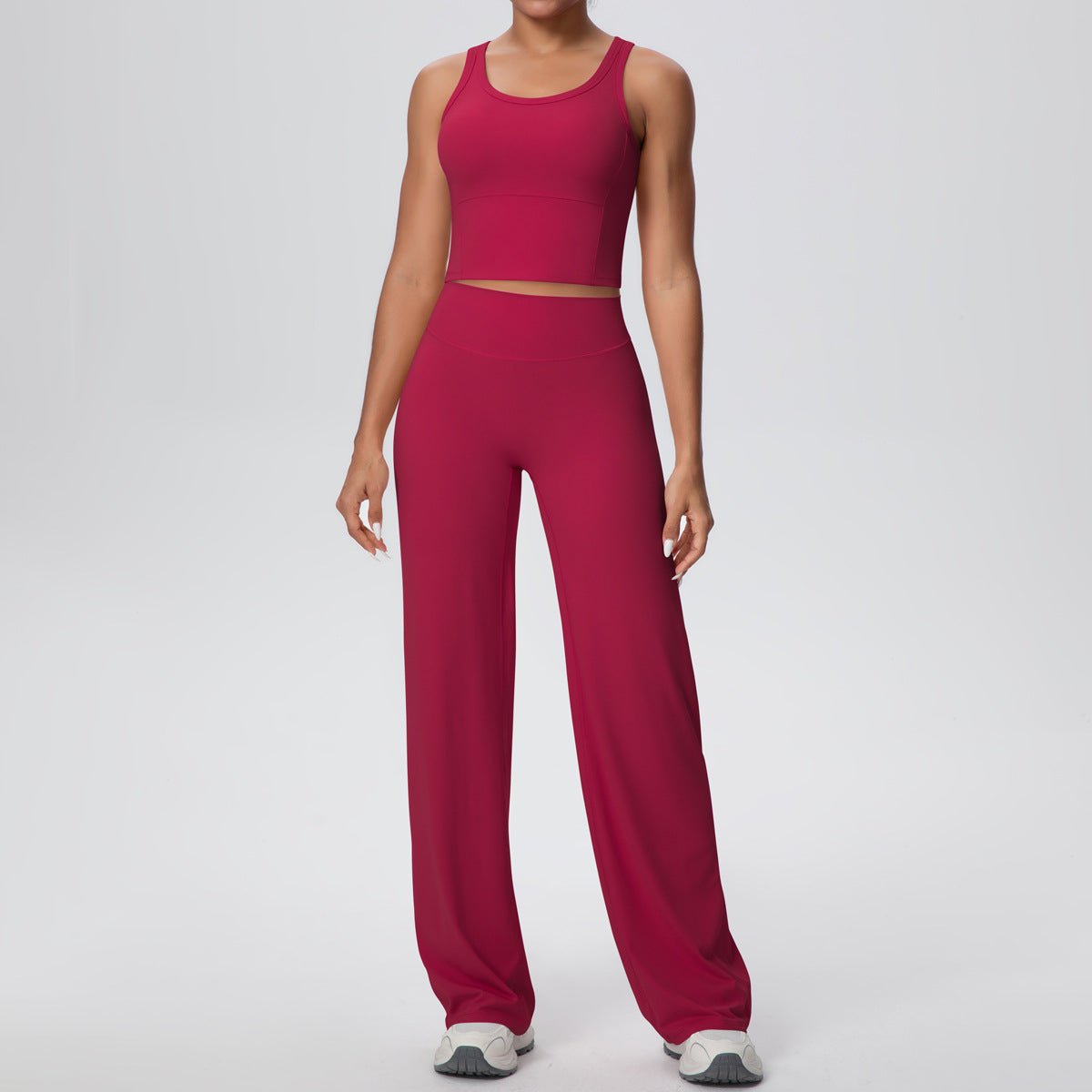 Micro Brushed Yoga Vest and Straight Leg Pants Set - Solbana