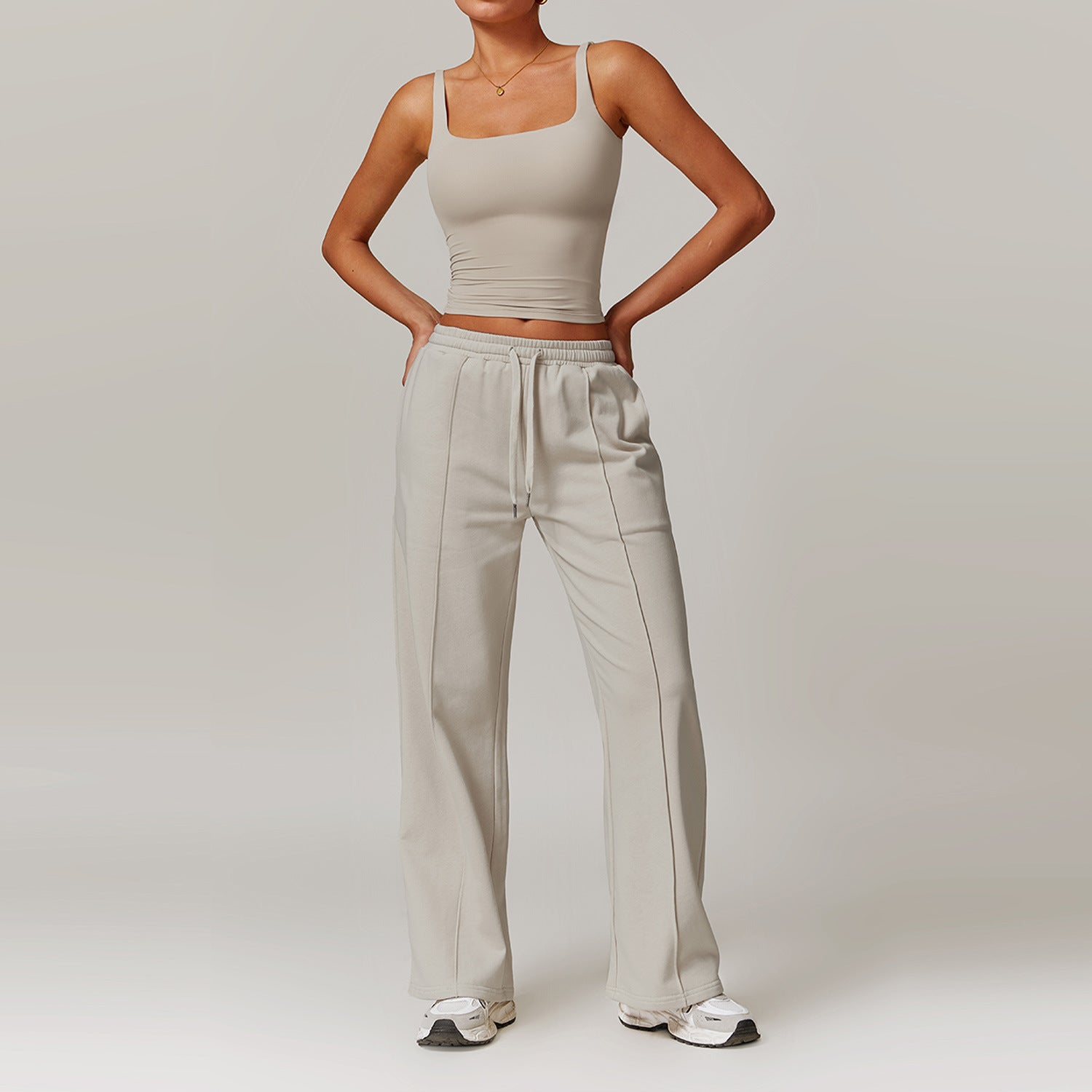 High Waist Wide Leg Workout Lounge Set - Solbana