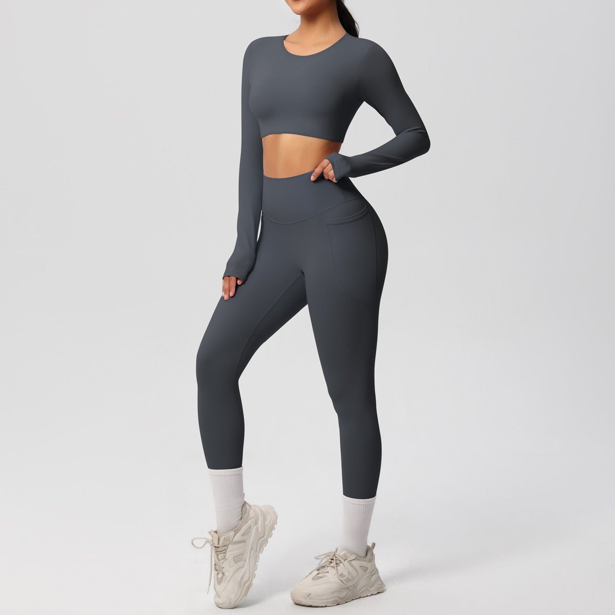 High Elastic Brushed Yoga Two Piece Set - Solbana