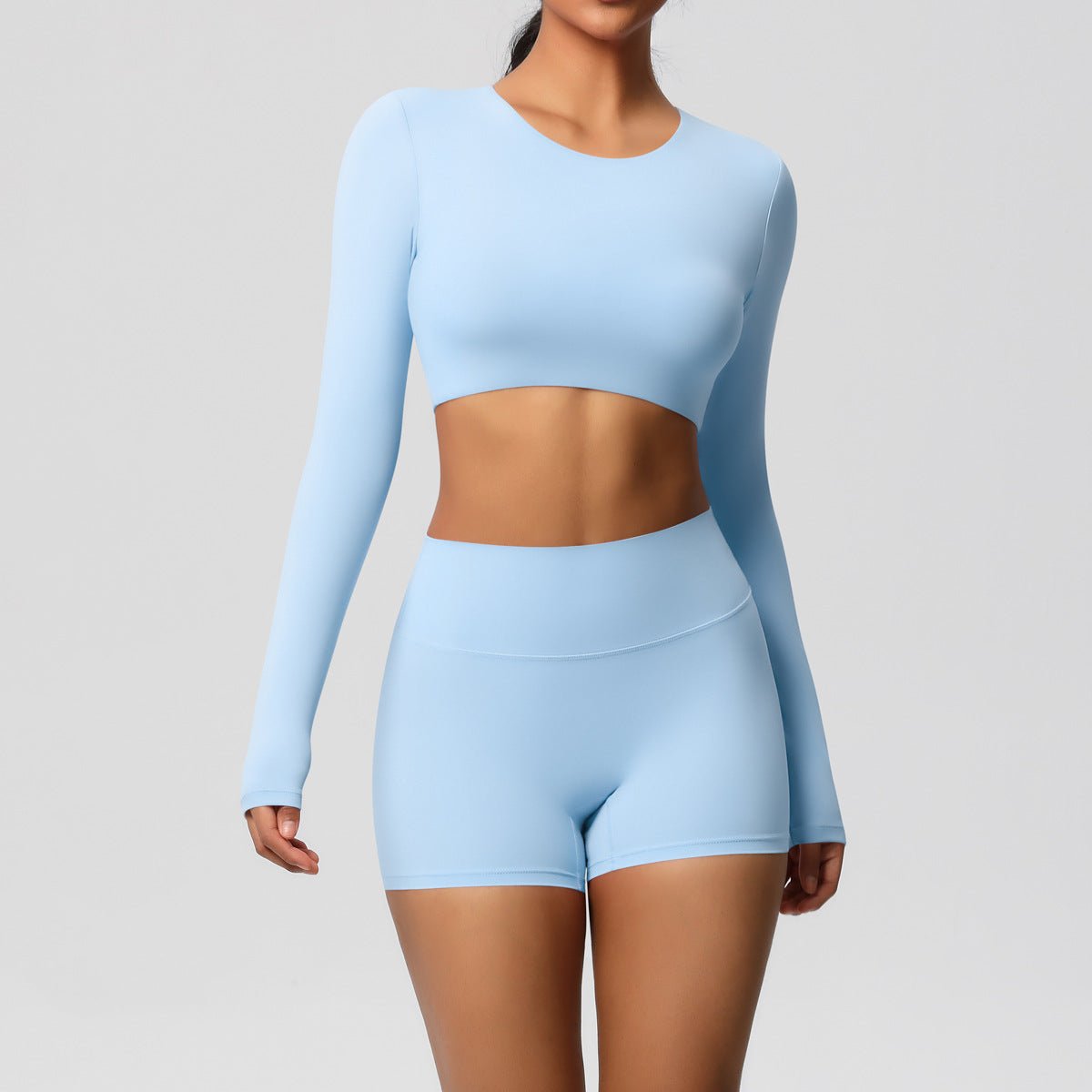 Brushed Long Sleeve Yoga Set with Shorts - Solbana