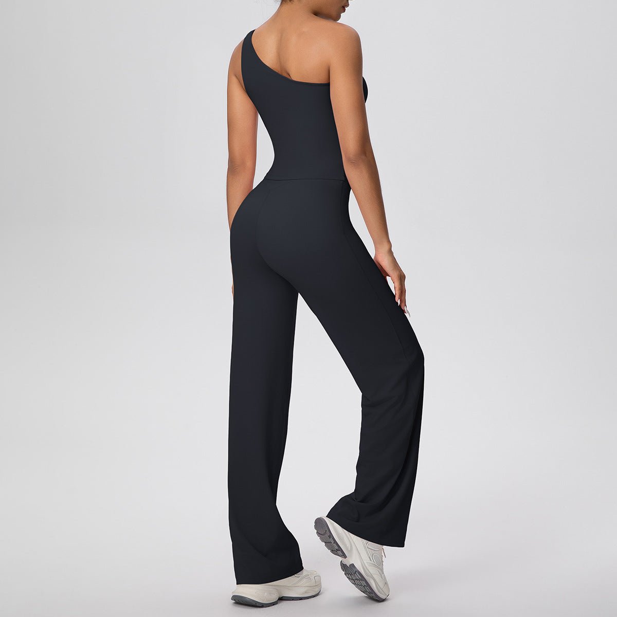Oblique Shoulder Yoga Set with Straight Pants - Solbana