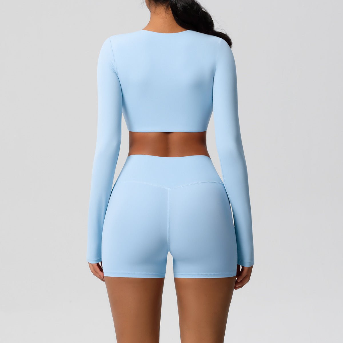 Brushed Long Sleeve Yoga Set with Shorts - Solbana