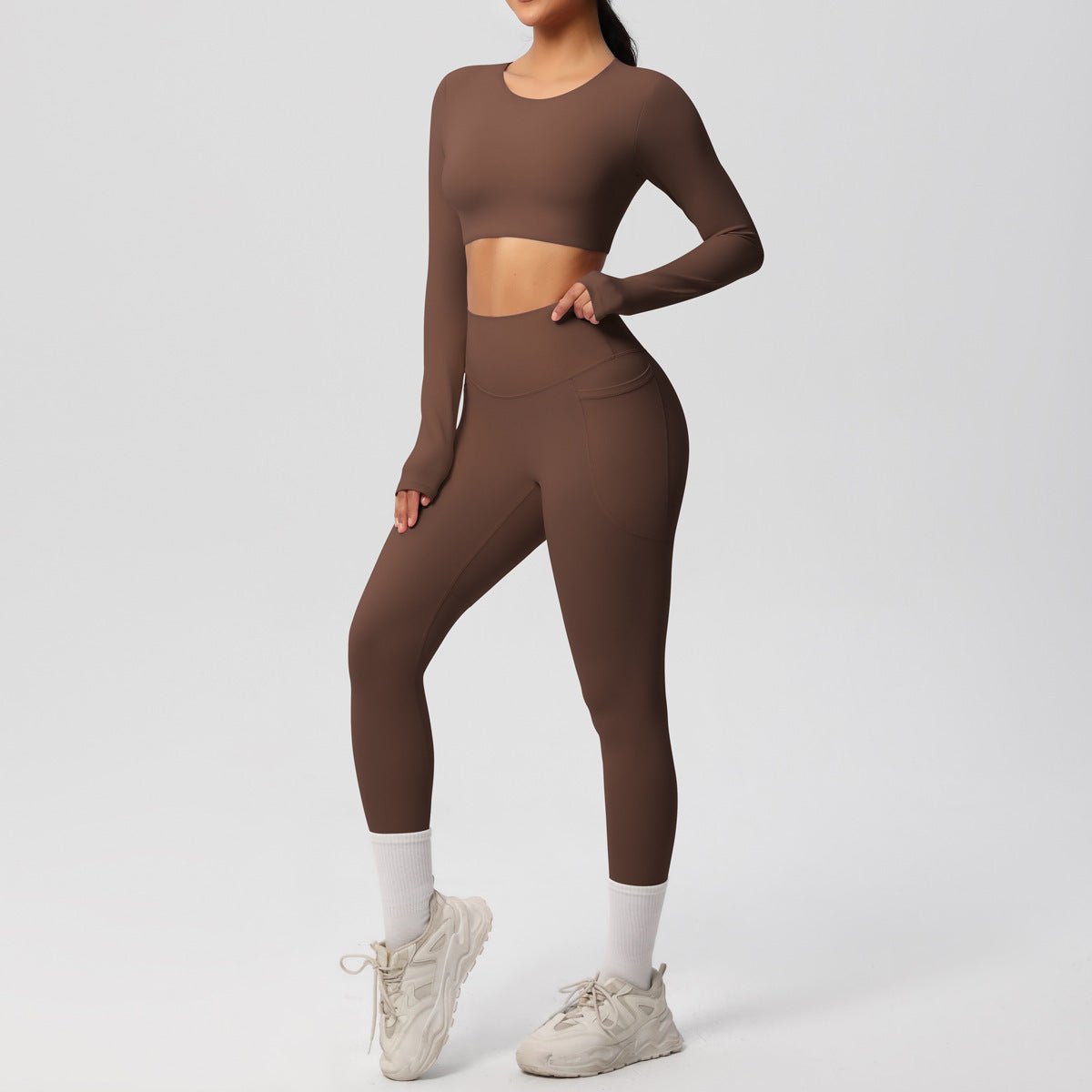 High Elastic Brushed Yoga Two Piece Set - Solbana
