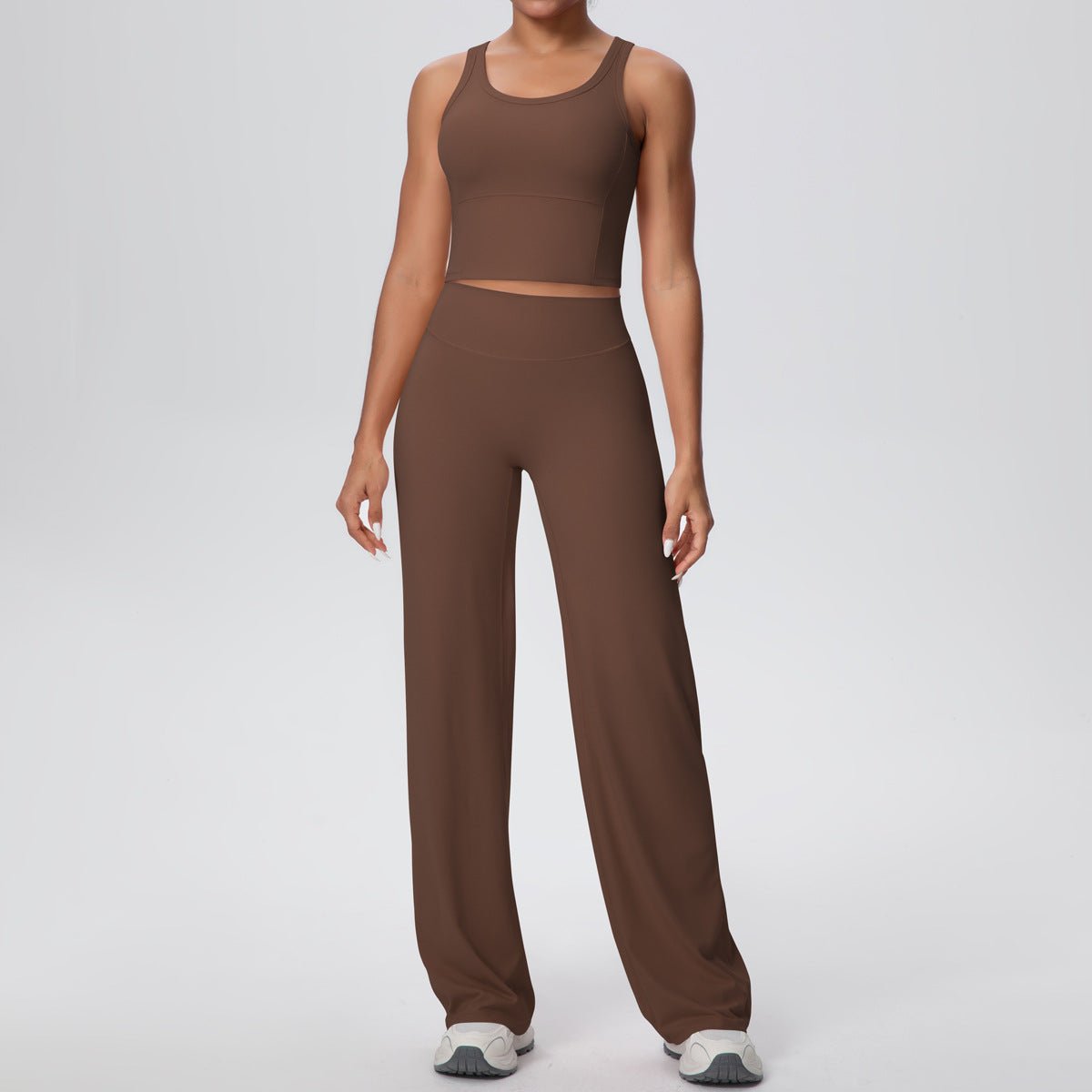 Micro Brushed Yoga Vest and Straight Leg Pants Set - Solbana