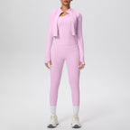 Women 3 Piece Workout Set with Zip Jacket - Solbana