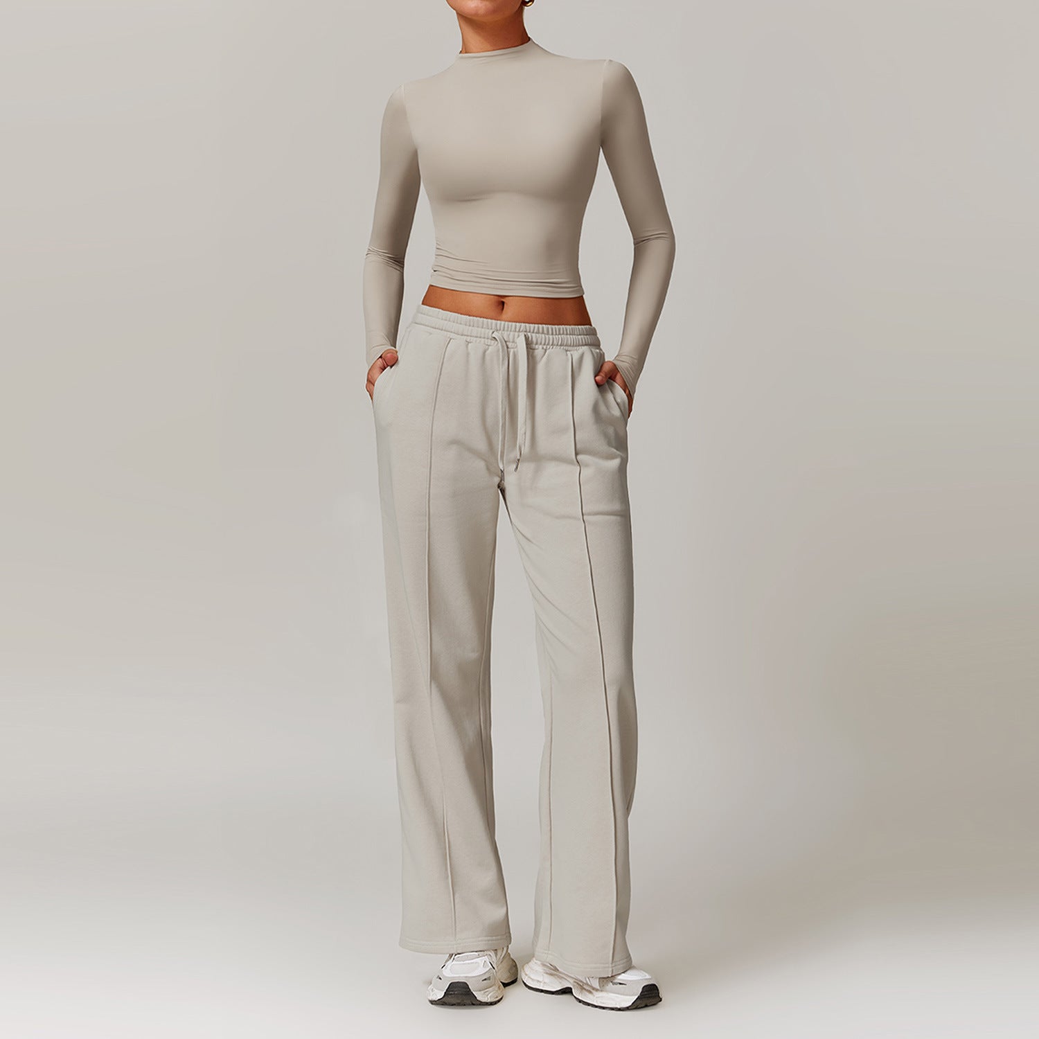 High Waist Wide Leg Workout Lounge Set - Solbana