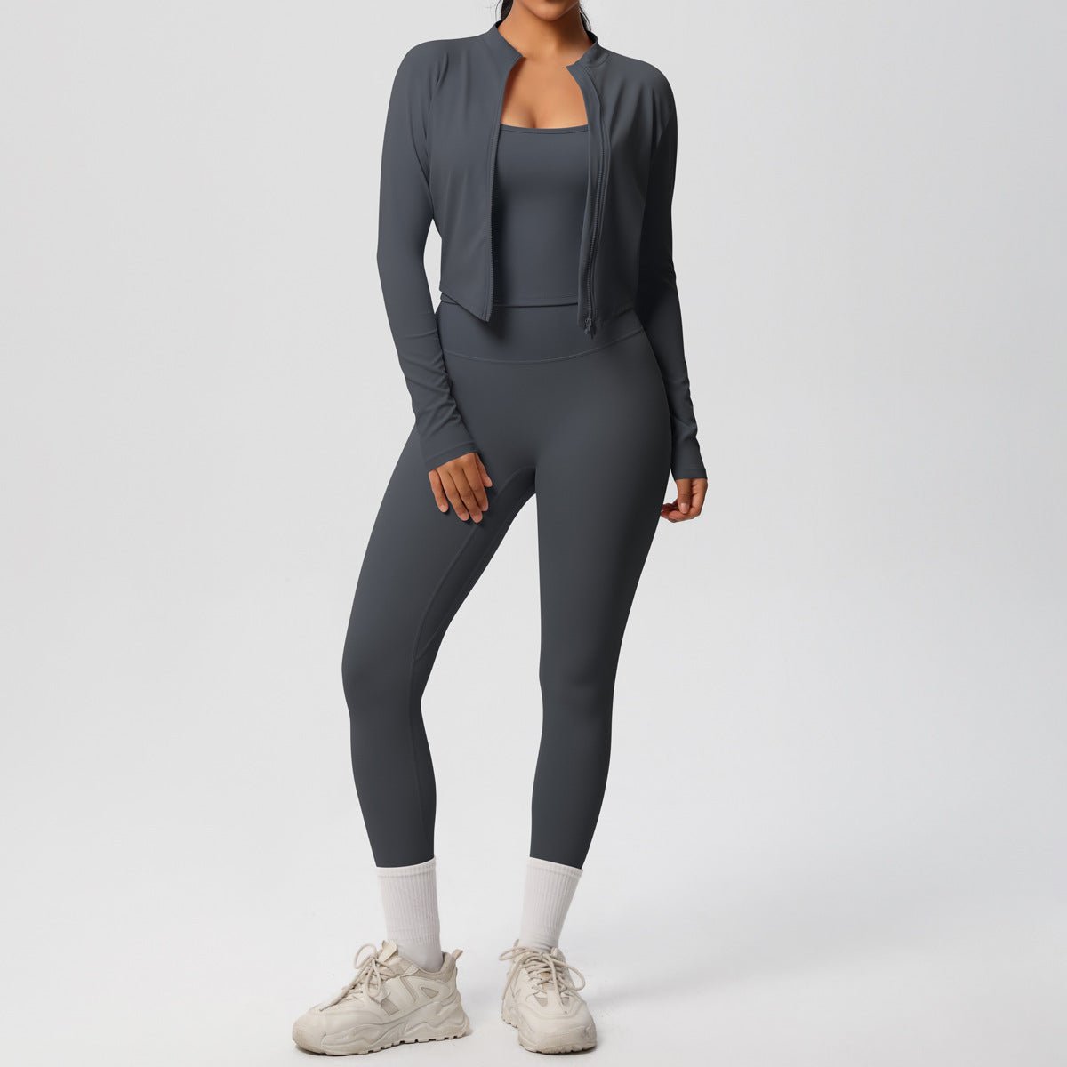 High Waist Nude Feel 3 Piece Yoga Set - Solbana