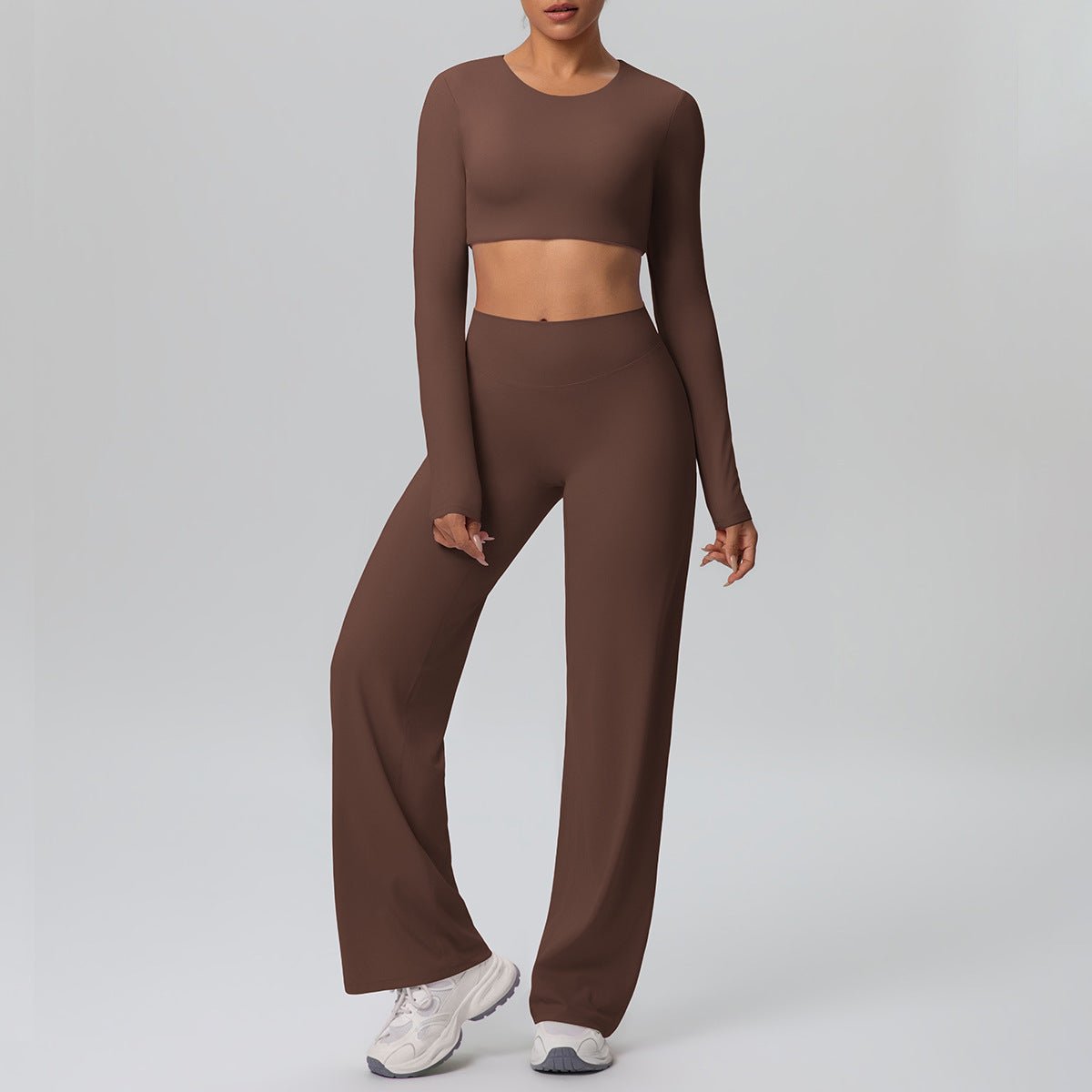 Long Sleeve Breathable Yoga Set with Chest Pad - Solbana