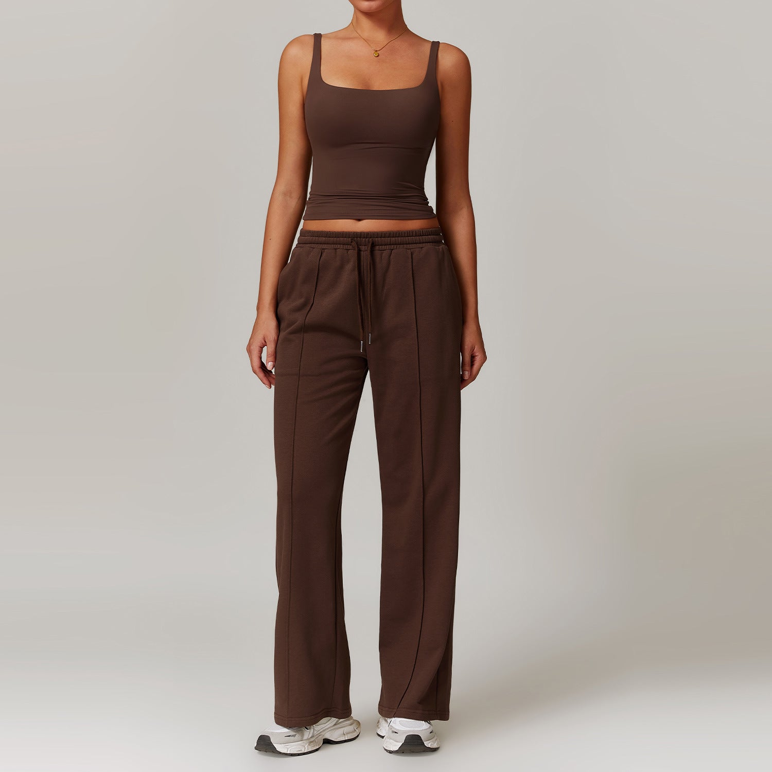 High Waist Wide Leg Workout Lounge Set - Solbana