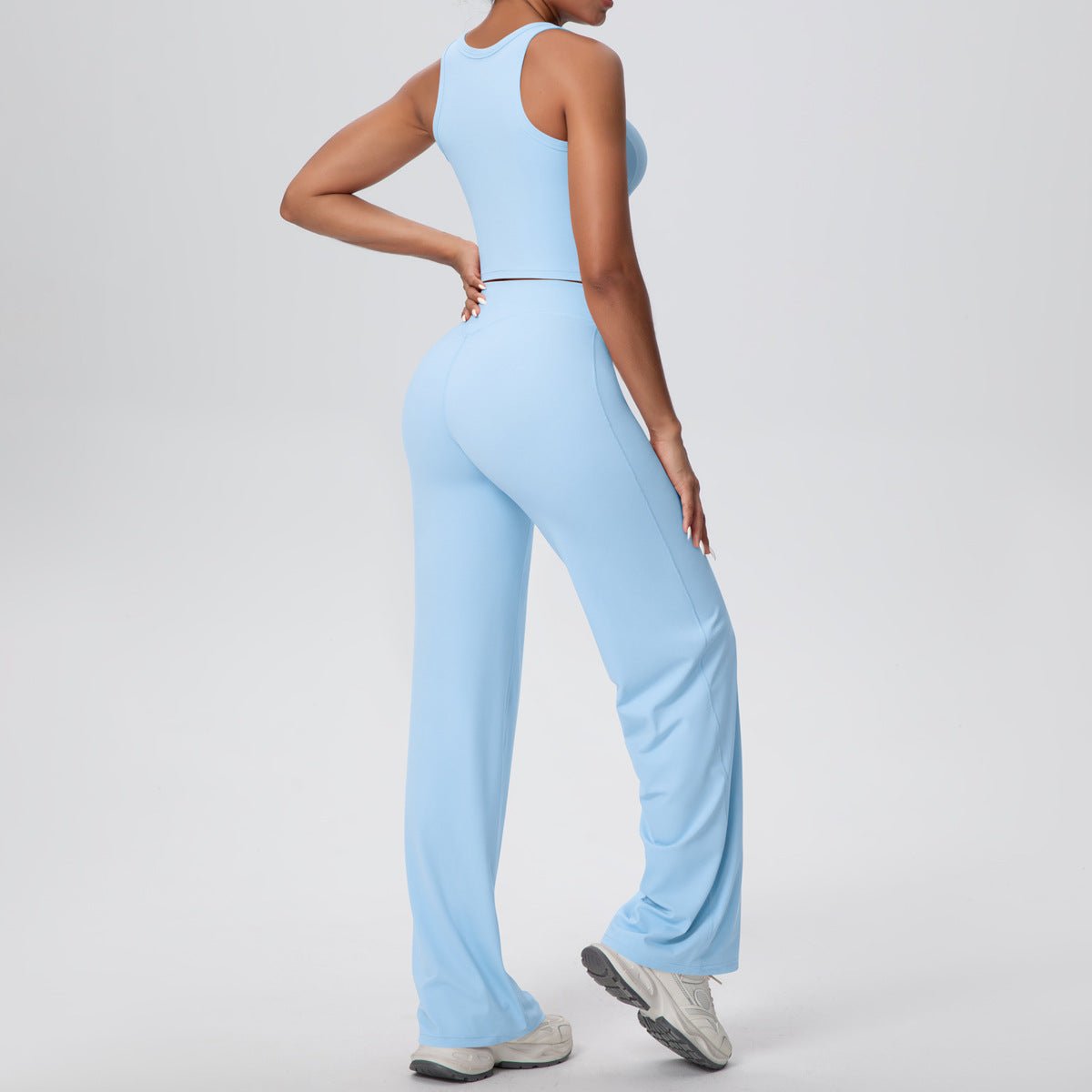 Micro Brushed Yoga Vest and Straight Leg Pants Set - Solbana