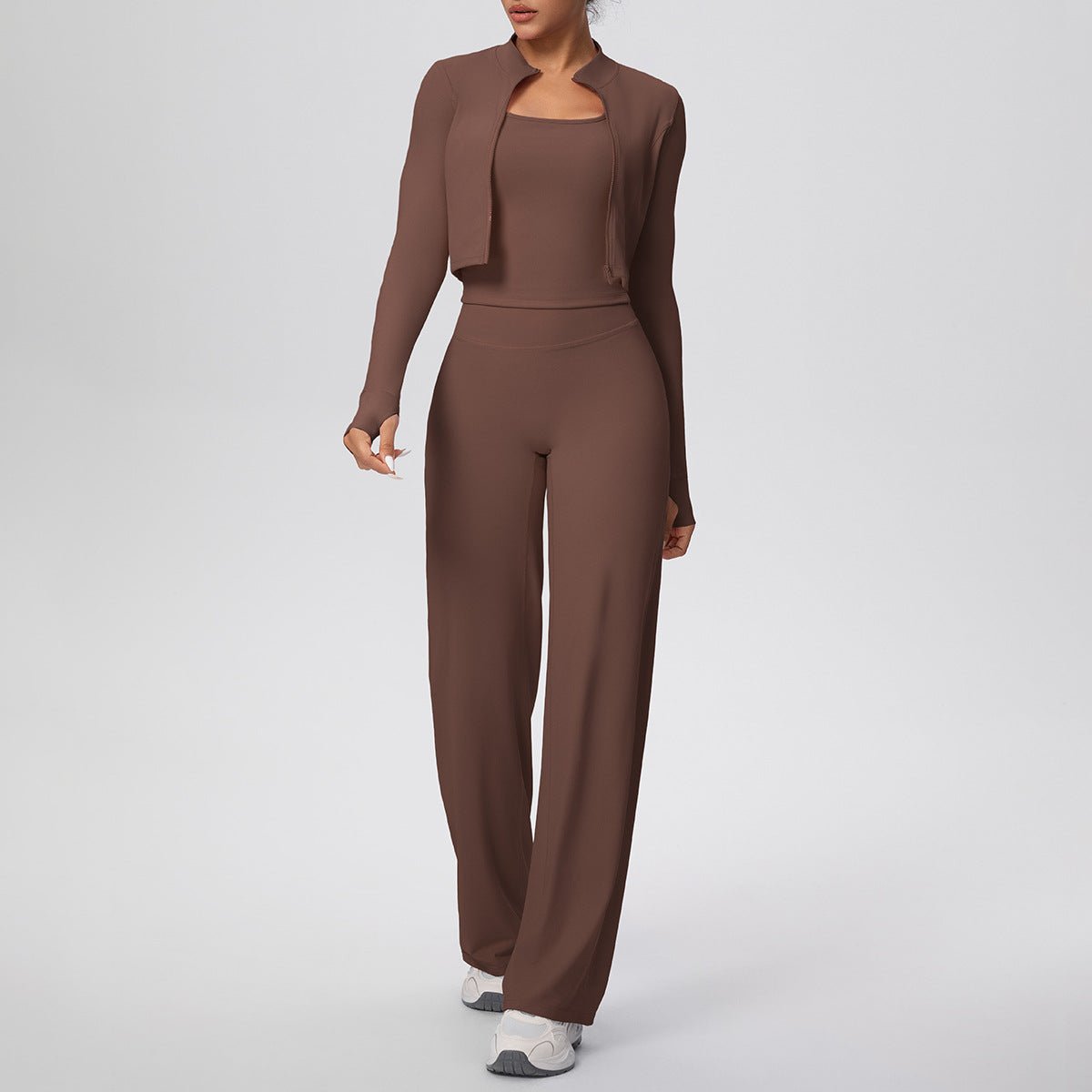 Solid Color 3 Piece Yoga Workout Set - Solbana