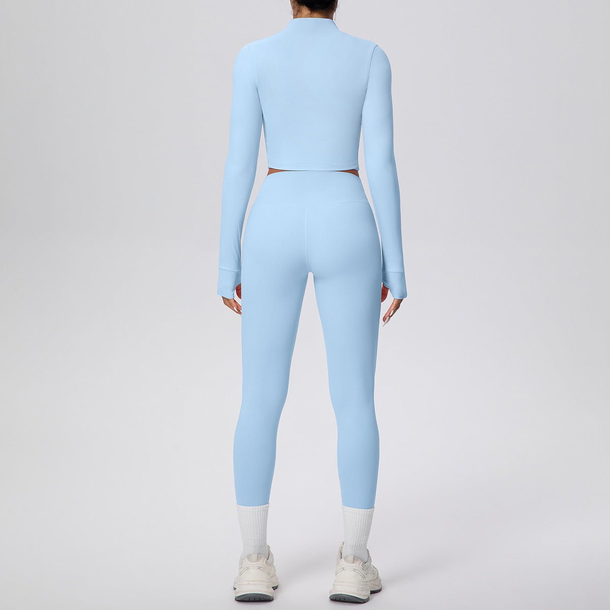 High Waist Zip Up Yoga Set with Thumb Holes - Solbana