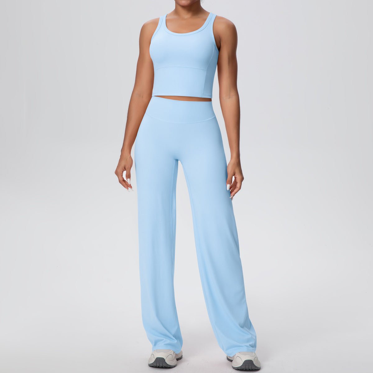 Micro Brushed Yoga Vest and Straight Leg Pants Set - Solbana