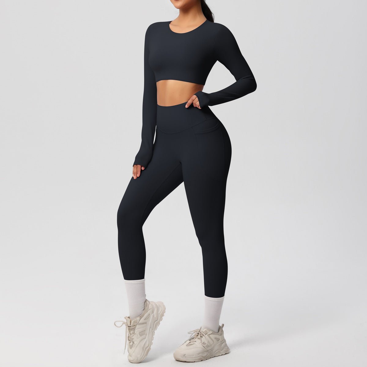 High Elastic Brushed Yoga Two Piece Set - Solbana